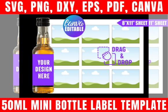 Download 50ml Mini Bottle Label Template SVG - Label template Collection