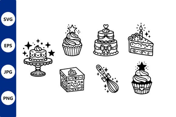 Download Cake and Cupcake Line Art Icons - Cake and cupcake Collection