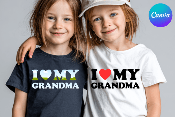 Download I Love My GRANDMA Logo Heart CANVA FRAME - Premium Bundle