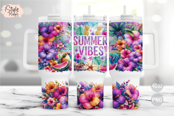 Download Summer Vibes 40oz Tumbler Wrap PNG - 40oz Collection